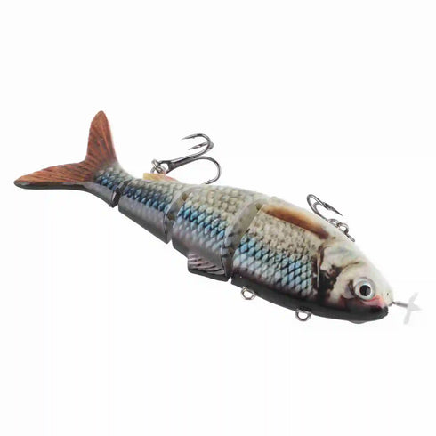 Robotic Swimming Lure Multi Jointed Rechargeable Electric Fishing Lure with Green LED Light for Night Fishing